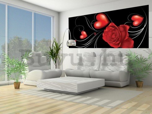 Fotótapéta: Rózsák és szívek - 104x250 cm
