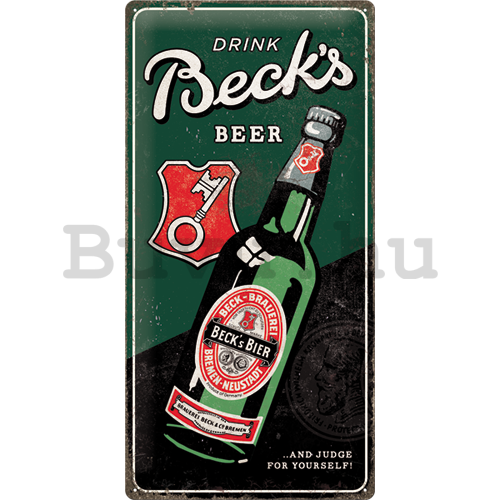 Fémplakát: Beck's (Drink Beer Bottle) - 50x25 cm