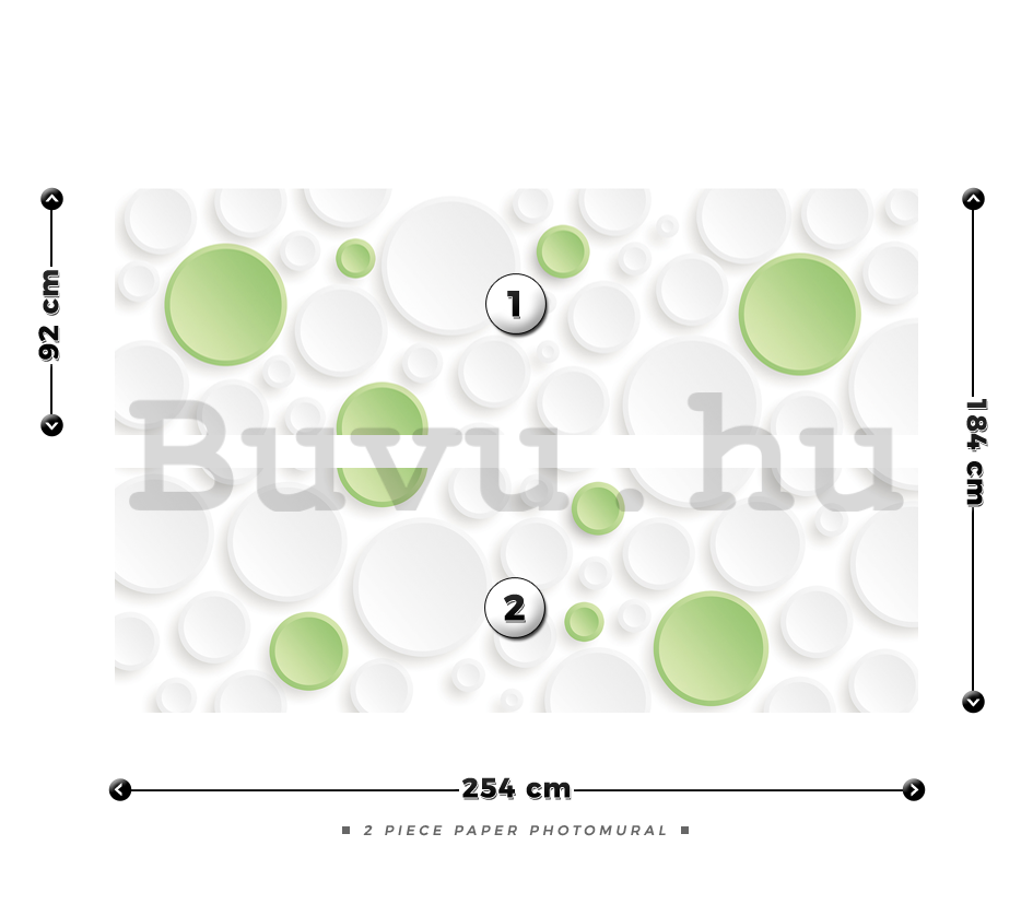 Fotótapéta: Zöld és fehér pontok - 184x254 cm