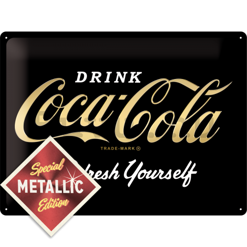Fémtáblák: Coca-Cola Refresh Yourself (Special Black Edition) - 30x40 cm