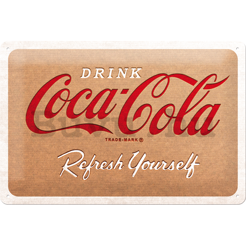 Fémtáblák: Coca-Cola Cardboard Logo - 20x30 cm