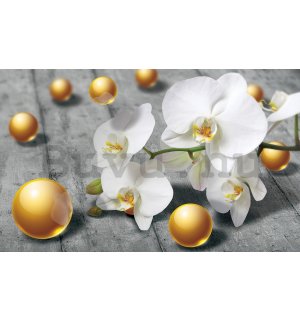 Fotótapéta: Orchidea és sárga golyók - 184x254 cm