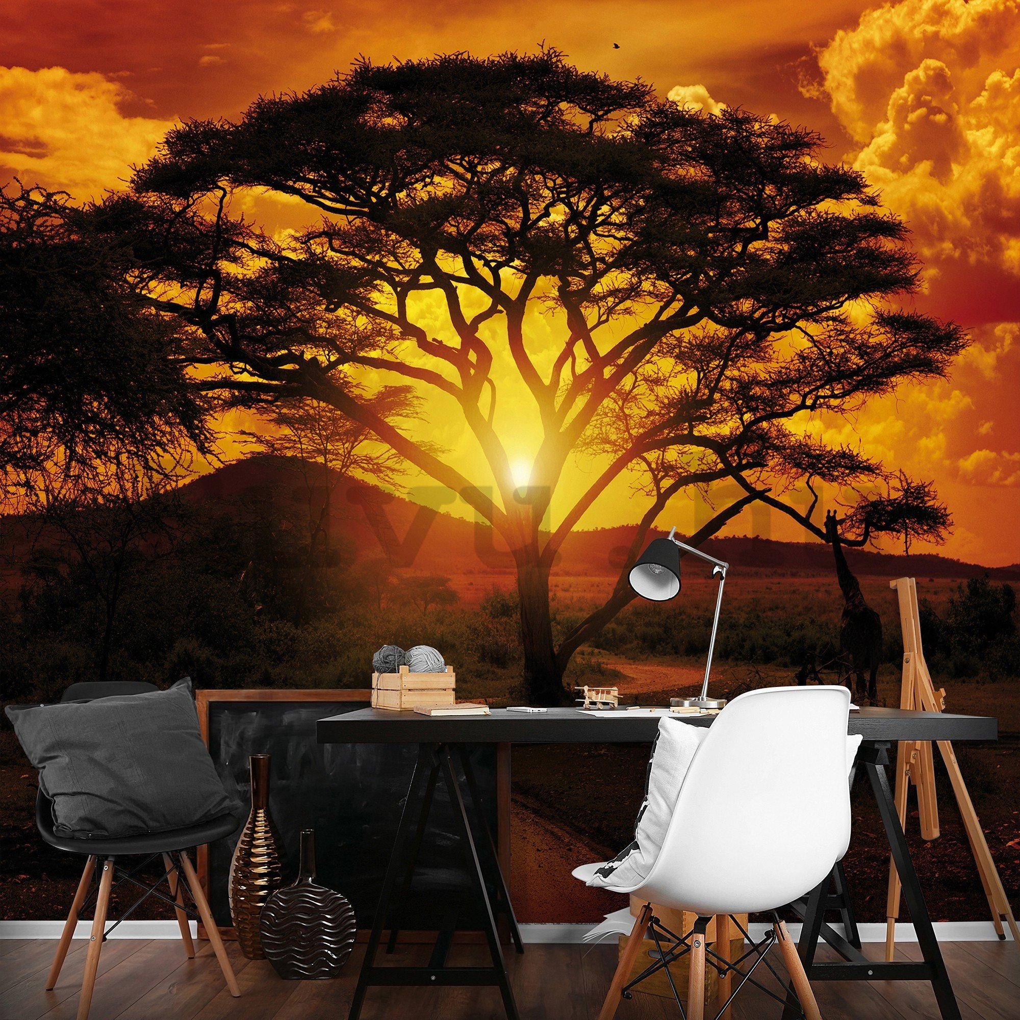 Vlies fotótapéta: Afrikai naplemente - 416x254 cm