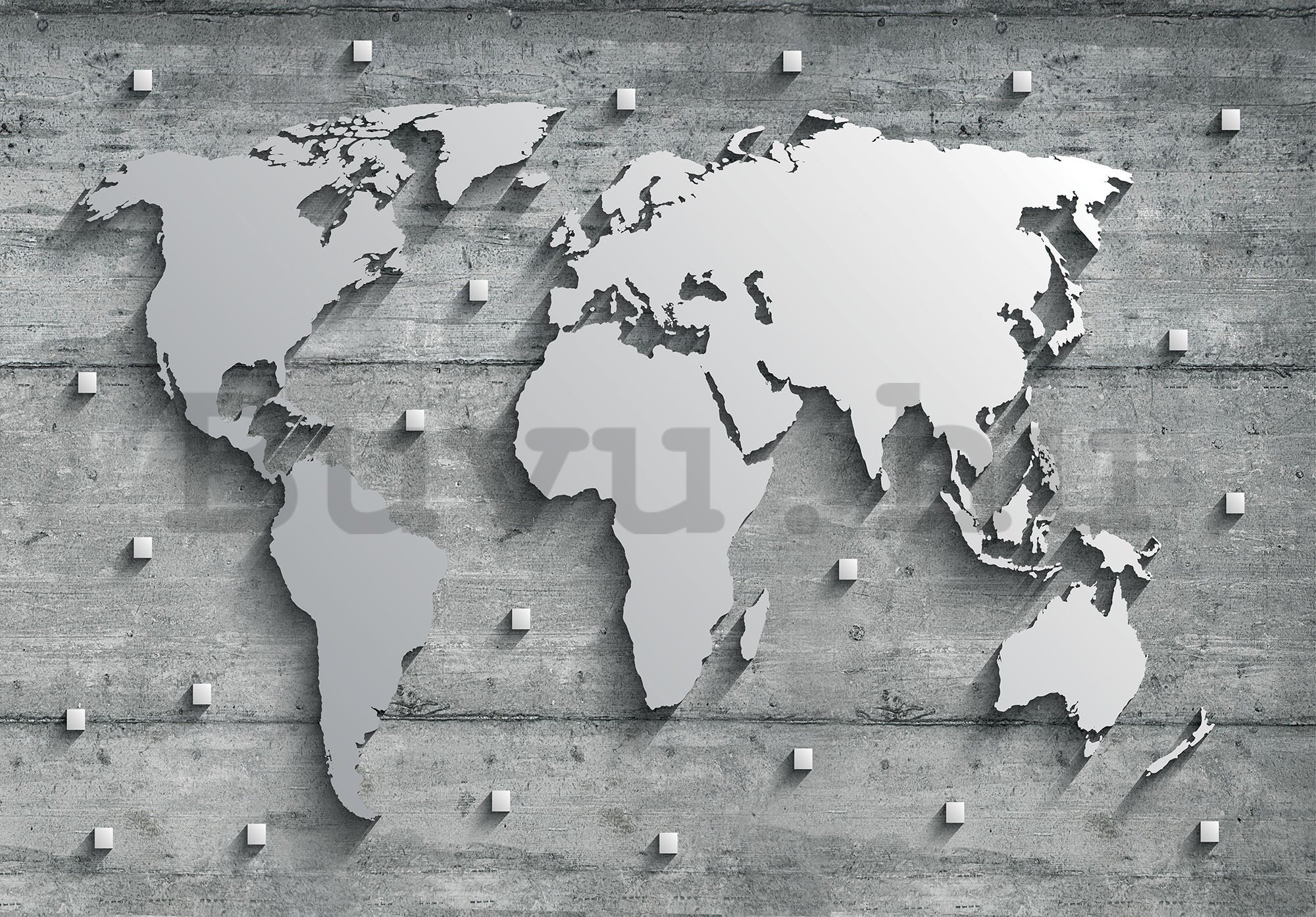 Vlies fotótapéta: Fém világtérkép - 416x254 cm