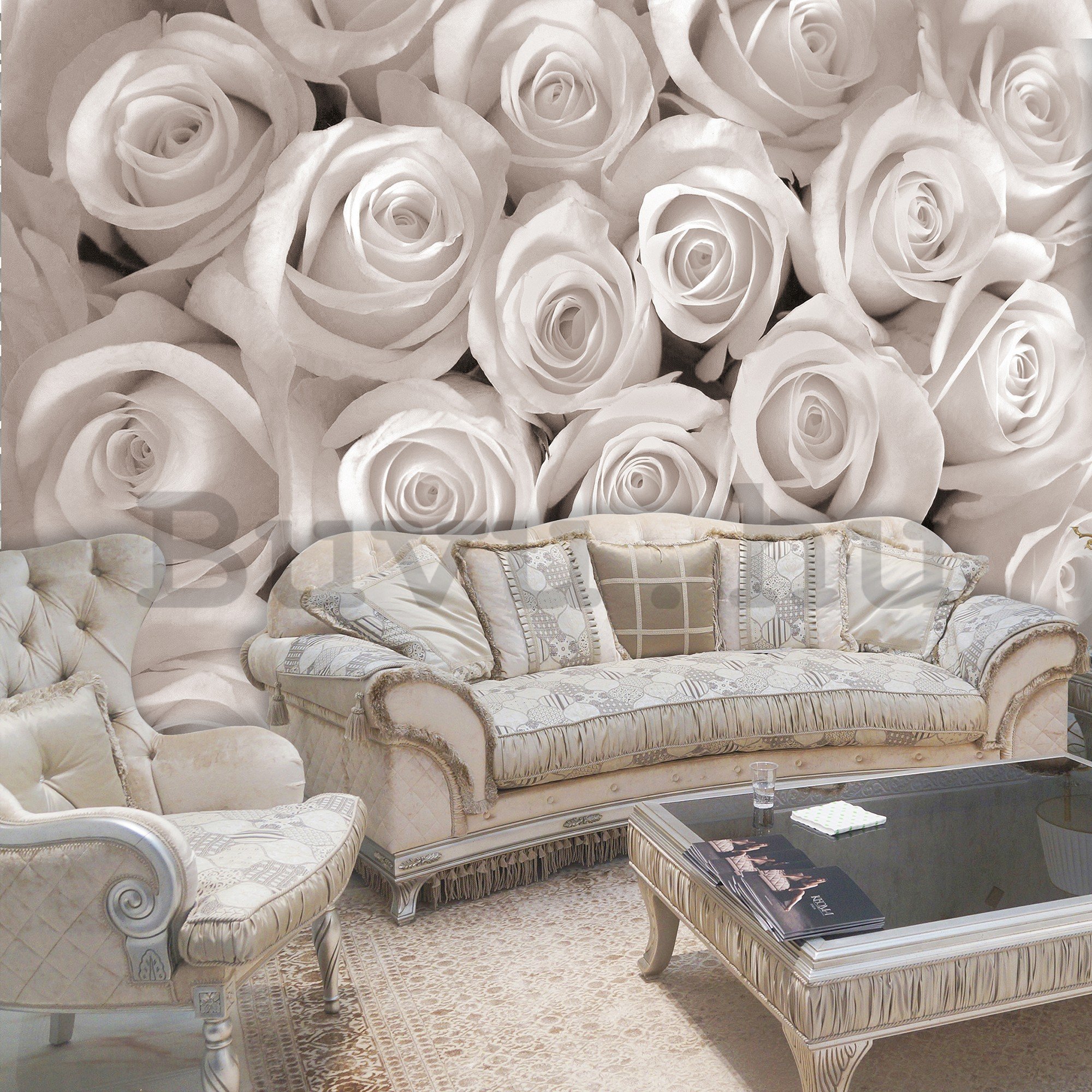 Vlies fotótapéta: Fehér rózsa - 416x254 cm