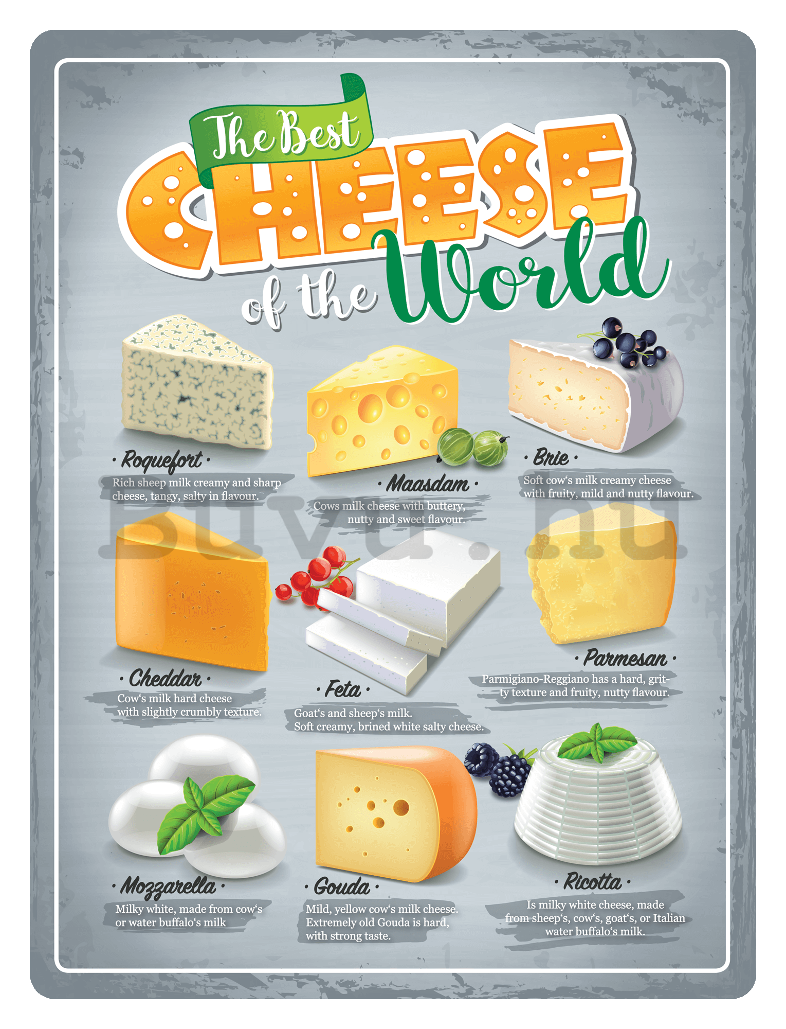 Fémtáblák: The Best Cheese of the World - 30x40 cm