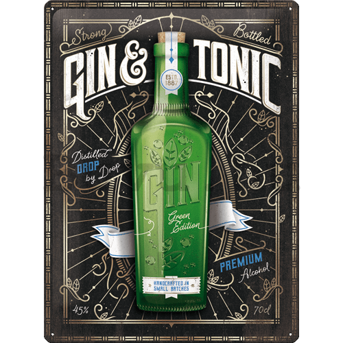 Fémtáblák: Gin & Tonic Green Edition - 30x40 cm