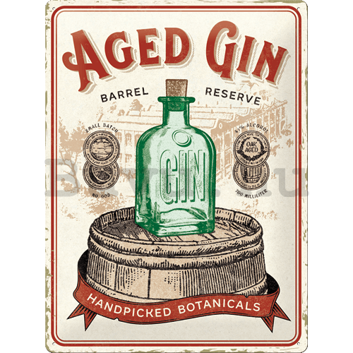 Fémtáblák: Aged Gin Barrel - 30x40 cm