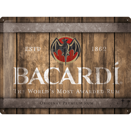 Fémtáblák: Bacardi (Wood Barrel Logo) - 40x30 cm