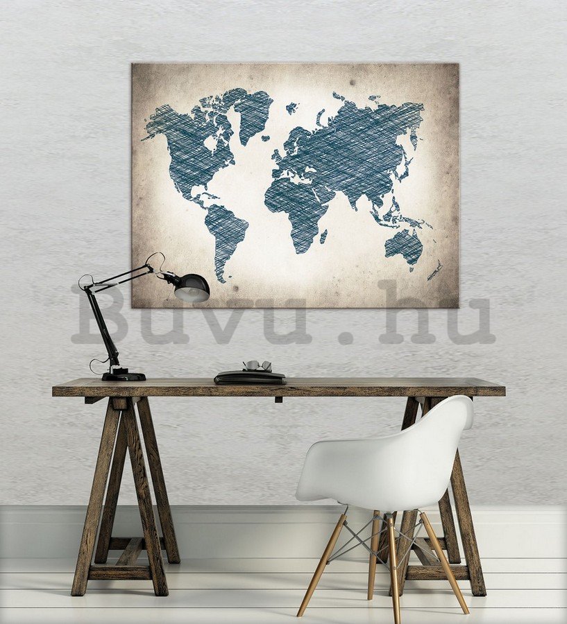 Vászonkép: Festett világtérképet (1) - 75x100 cm