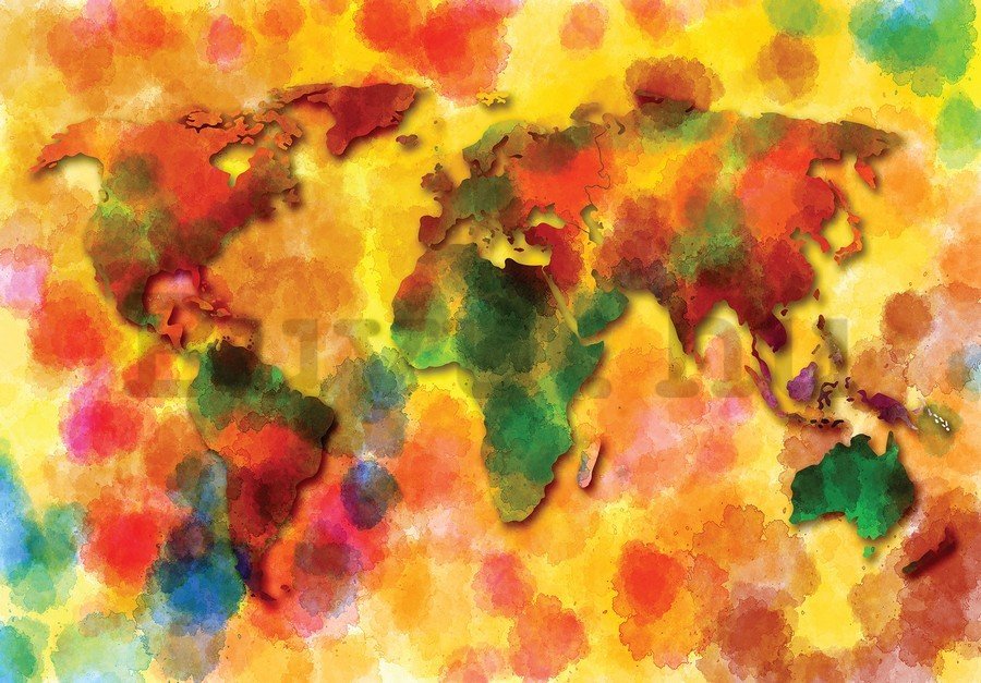Vászonkép: Tarka világtérkép - 75x100 cm