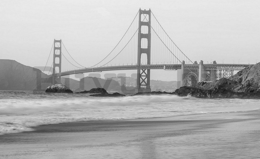 Vászonkép: Golden Gate Bridge (černobílý) - 75x100 cm
