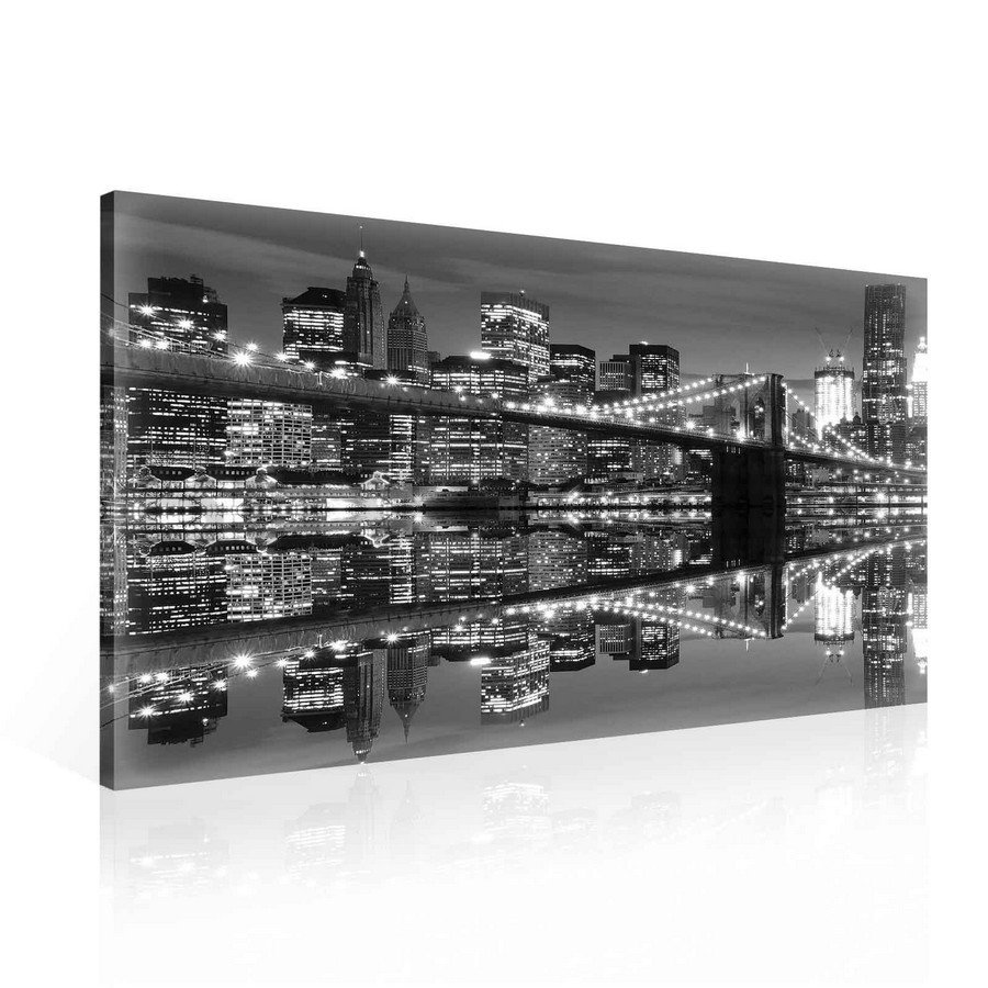 Vászonkép: Fekete-fehér Brooklyn Bridge (3) - 75x100 cm