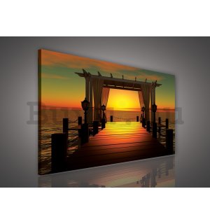 Vászonkép: Móló (naplemente) - 75x100 cm