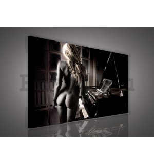 Vászonkép: Lány a zongoránál - 75x100 cm