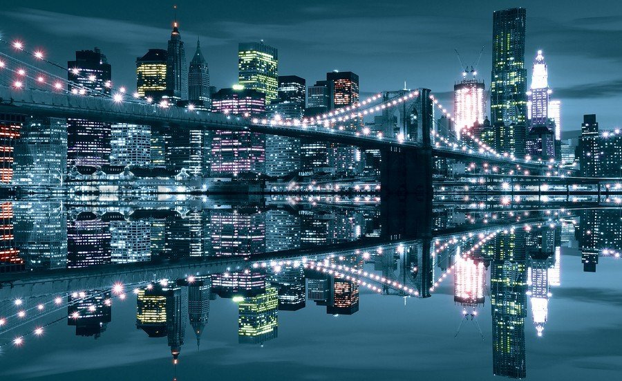 Vászonkép: Kék Brooklyn Bridge - 75x100 cm