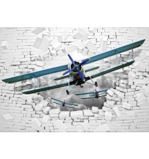 Fotótapéta: Kétfedelű repülőgép a falban - 184x254 cm