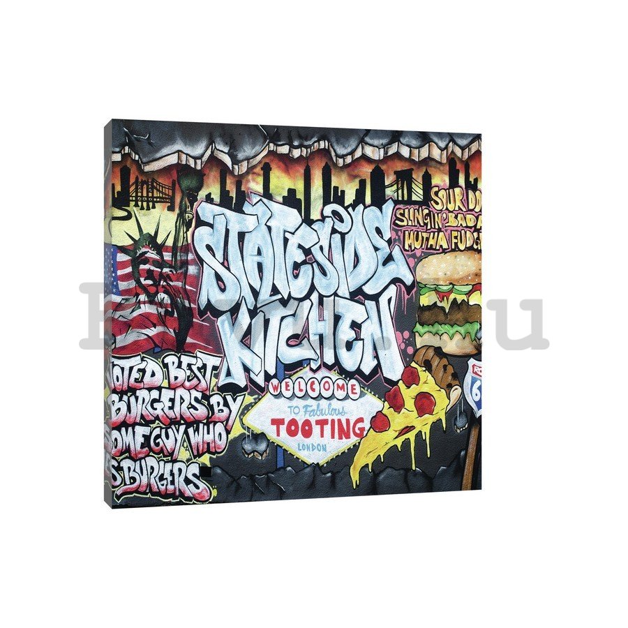 Vászonkép: Stateside Kitchen (graffiti) - 75x100 cm