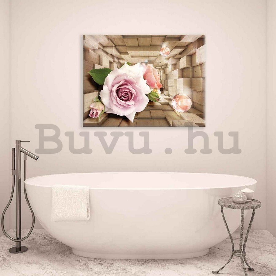 Vászonkép: Fa alagút és rózsa - 75x100 cm