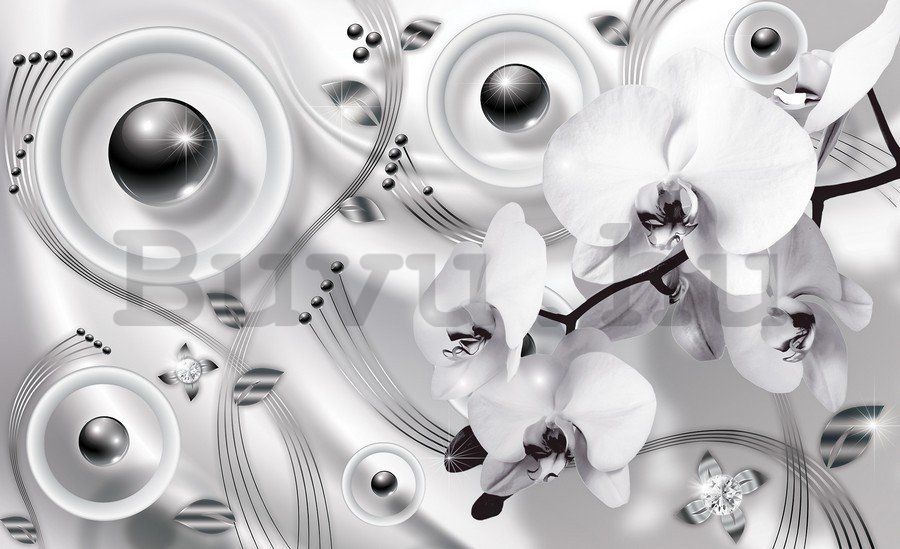 Vászonkép: Fehér orchideák és absztrakciók (2) - 75x100 cm
