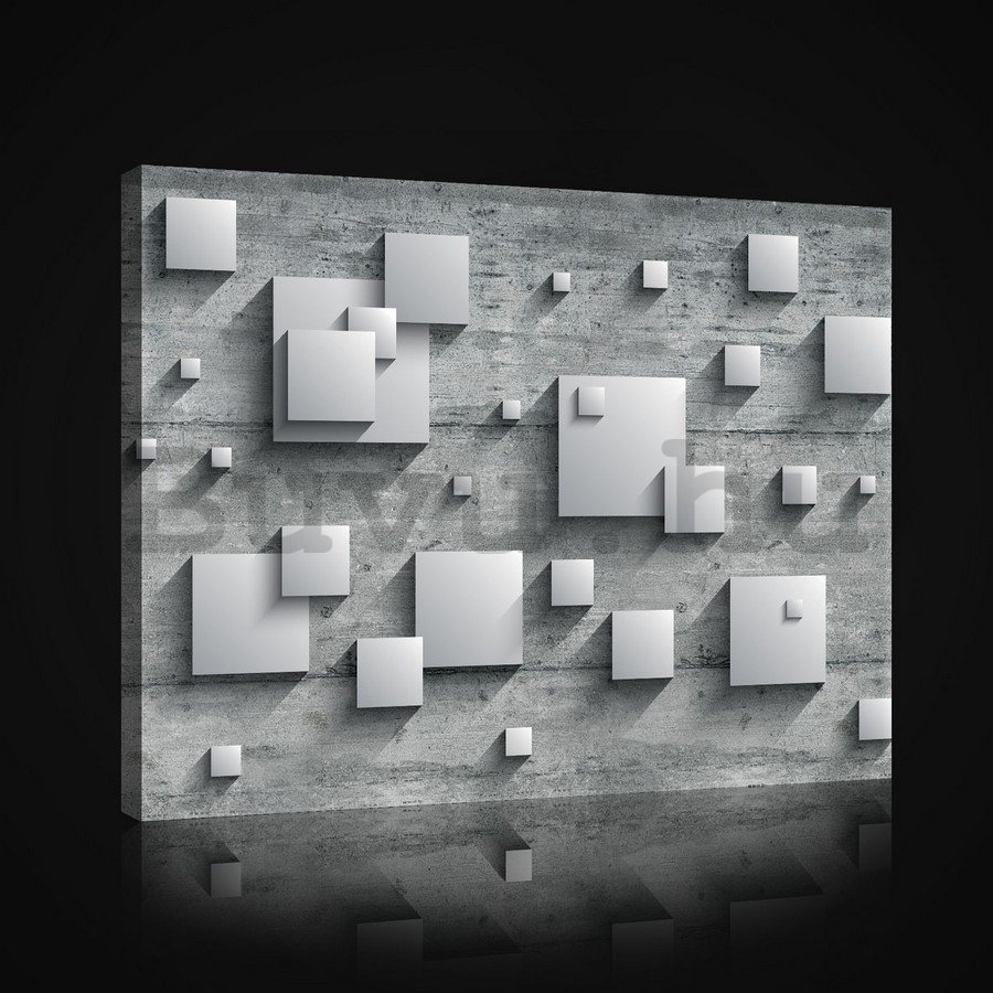 Vászonkép: Szürke négyzetek - 75x100 cm