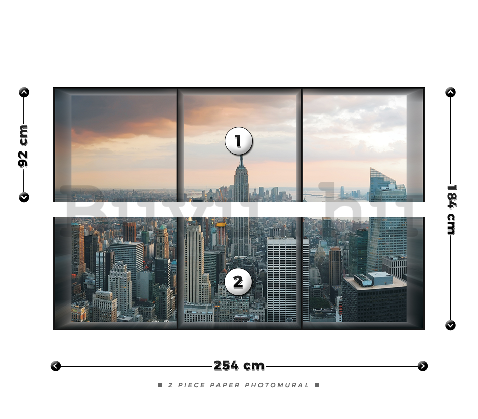 Fotótapéta: Manhattan látképe az ablakból - 184x254 cm