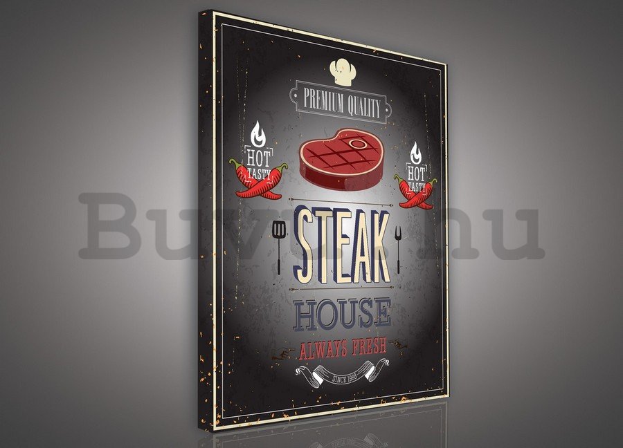 Vászonkép: Steak House (fekete-fehér) - 75x100 cm