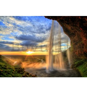 Vlies fotótapéta: Vízesés naplementekor - 184x254 cm
