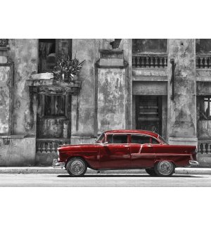 Fotótapéta: Kubai utcai piros autó - 104x152,5 cm