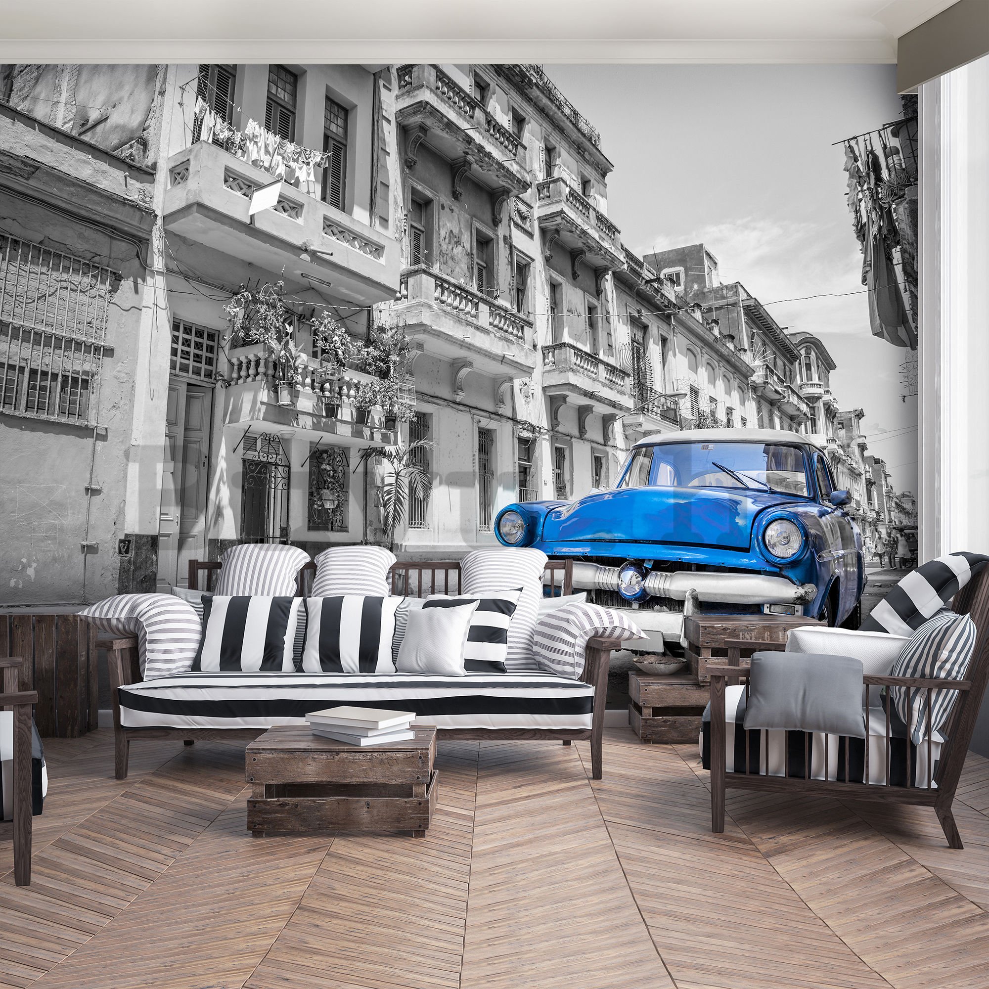 Fotótapéta: Havanna kék autó - 254x368 cm