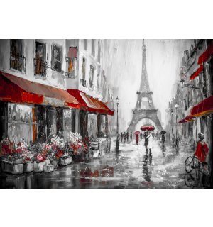 Vlies fotótapéta: Esős időjárás az Eiffel-torony közelében - 184x254 cm