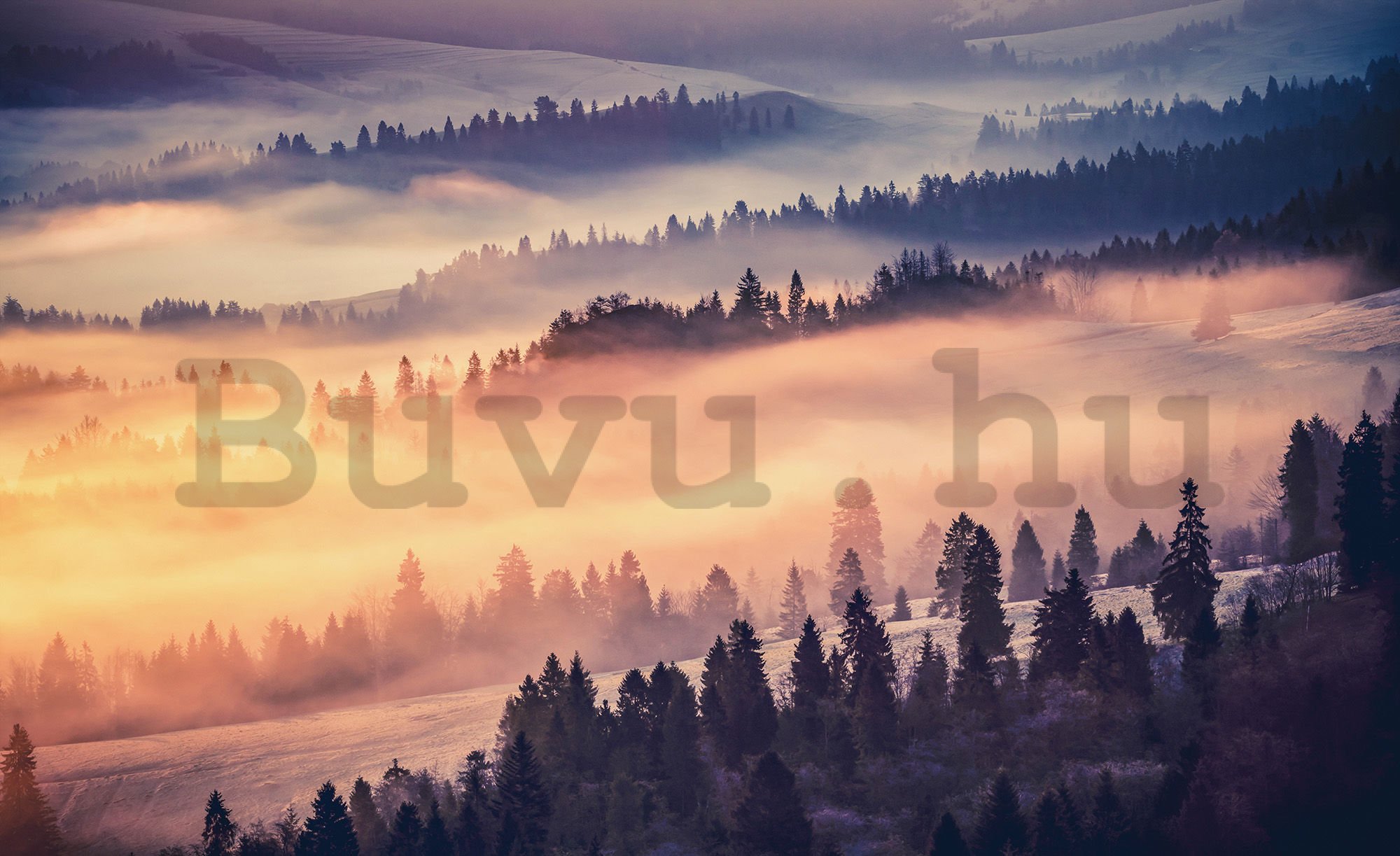 Vlies fotótapéta: Köd a hegyek felett - 184x254 cm