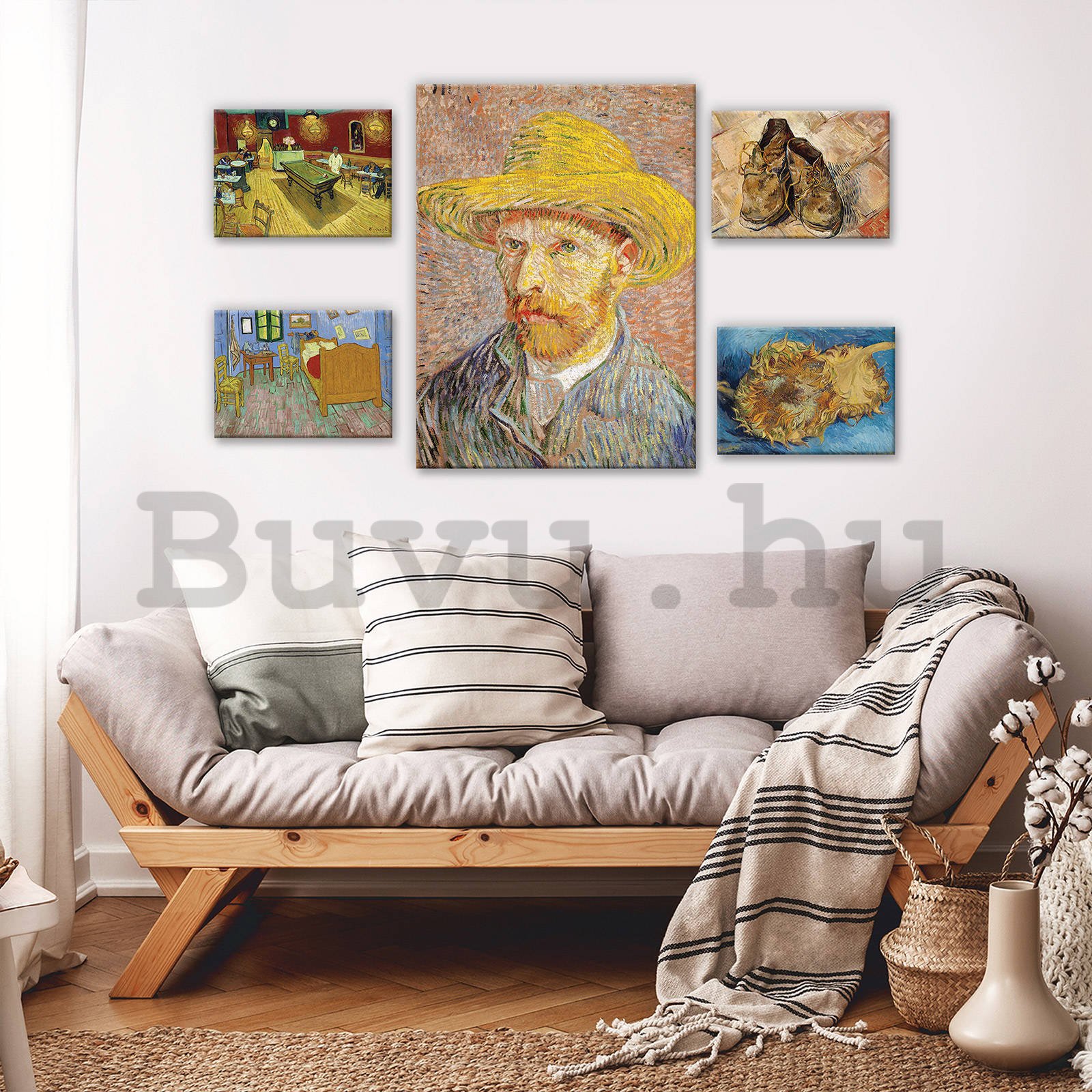 Vászonkép: Vincent van Gogh - készlet 1 db 70x50 cm és 4 db 32,4x22,8 cm