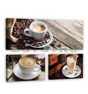 Vászonkép: Kávészünet - készlet 1 db 80x30 cm és 2 db 37,5x24,8 cm