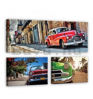 Vászonkép: Havanna autók - készlet 1 db 80x30 cm és 2 db 37,5x24,8 cm