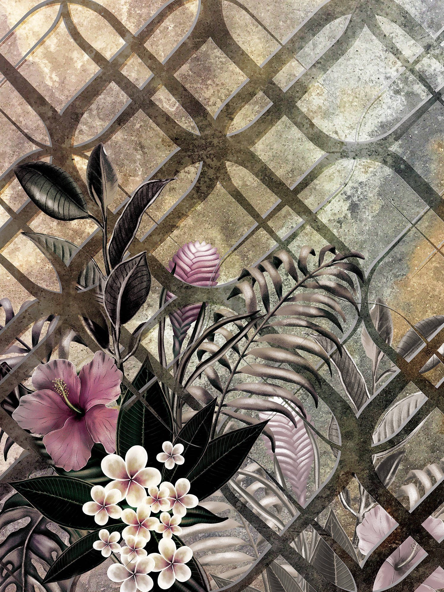 Fotótapéta: Festett virágos absztrakció (3) - 184x254 cm