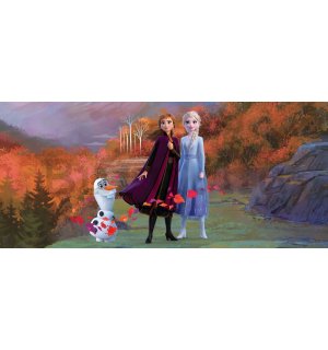 Vlies fotótapéta: Frozen, Jégvarázs II Anna, Elsa, Olaf (2) (panoráma) - 202x90 cm