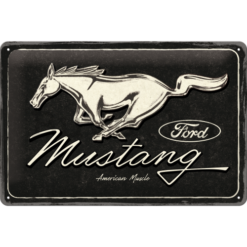 Fémtáblák: Ford Mustang (Horse Logo Black) - 30x20 cm
