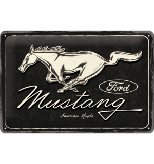 Fémtáblák: Ford Mustang (Horse Logo Black) - 30x20 cm