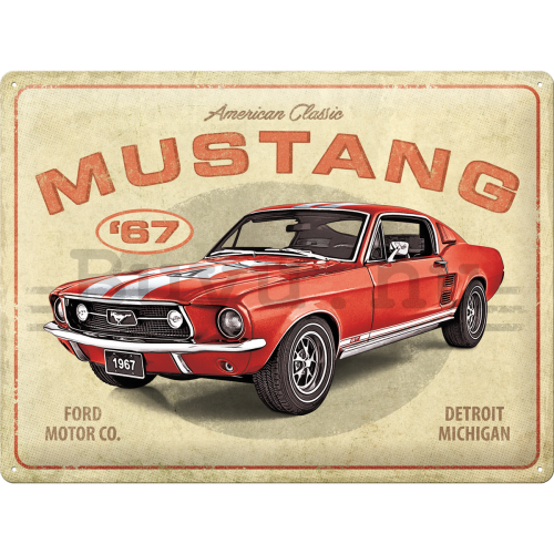 Fémtáblák: Ford Mustang GT 1967 Red - 40x30 cm