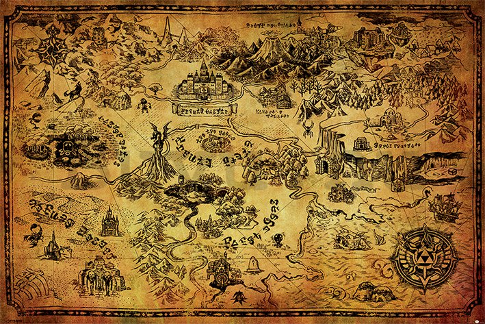 Plakát - The Legend Of Zelda (Hyrule Map) 