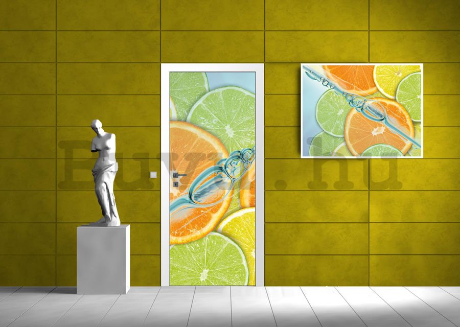 Fotótapéta: Narancsok és zöld citromok - 211x91 cm