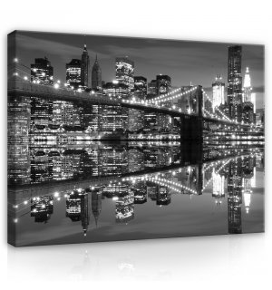 Vászonkép: Fekete-fehér Brooklyn Bridge (3) - 80x60 cm