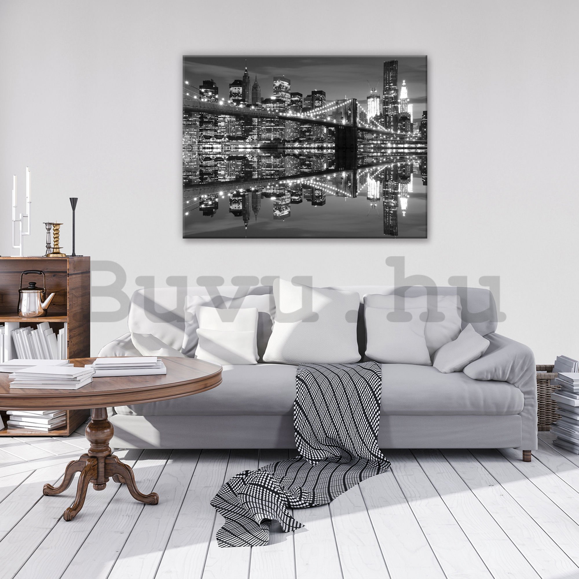 Vászonkép: Fekete-fehér Brooklyn Bridge (3) - 80x60 cm