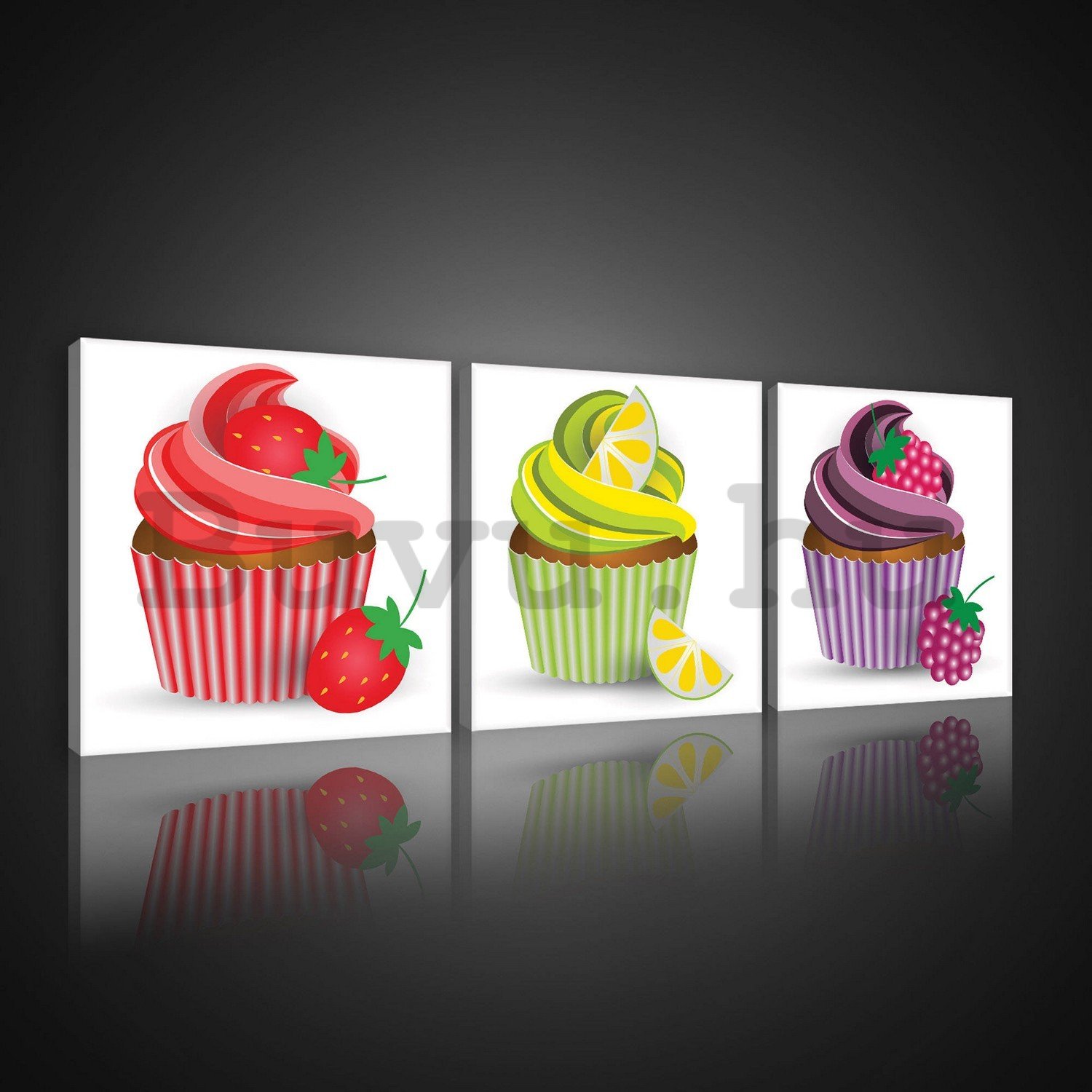 Vászonkép: Cupcakes - készlet 3db 25x25cm