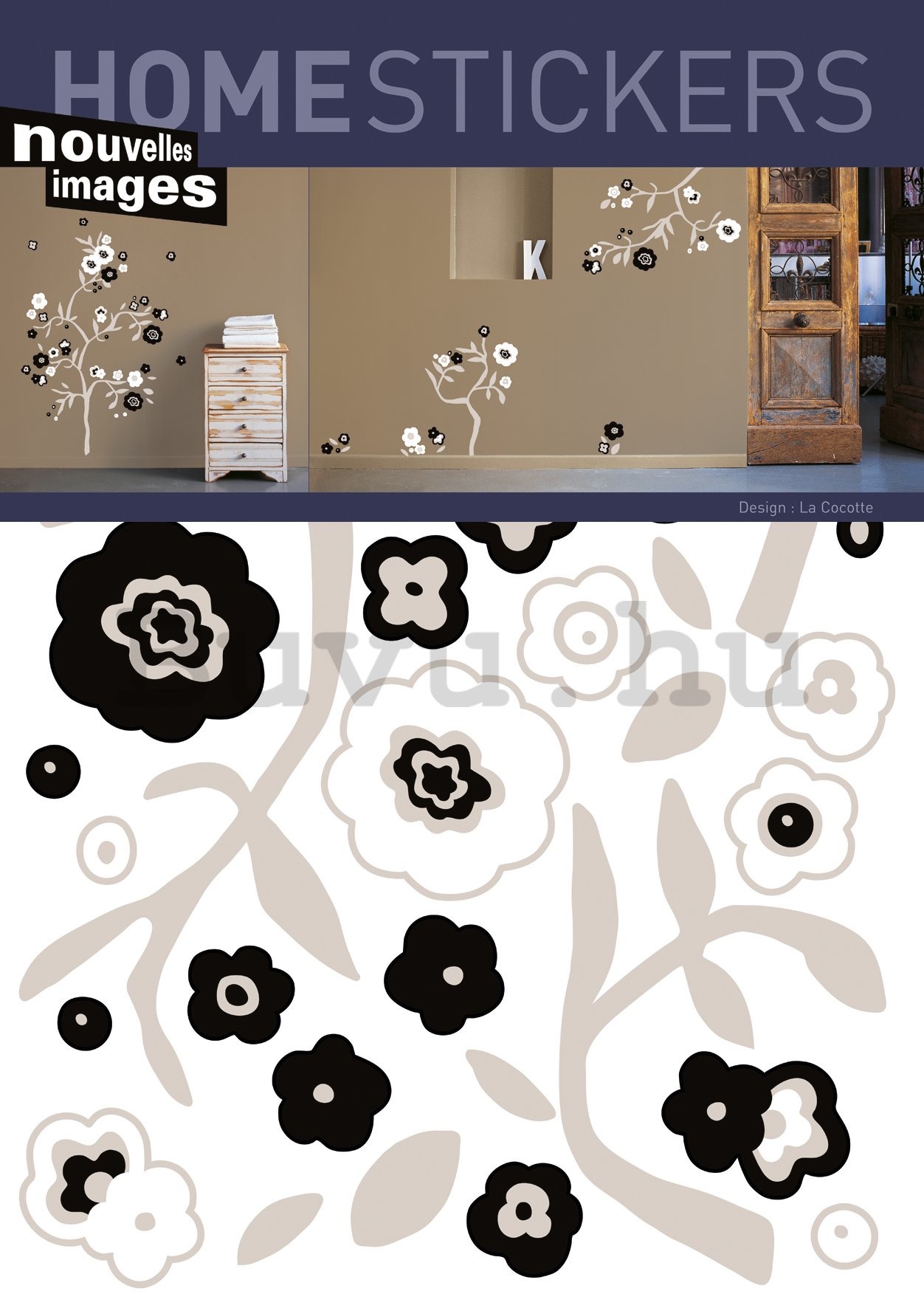 Falmatrica - Fekete-fehér virágok