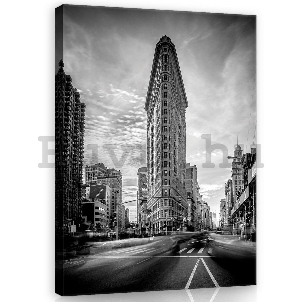 Vászonkép: Flatiron Building (fekete-fehér) - 100x75 cm