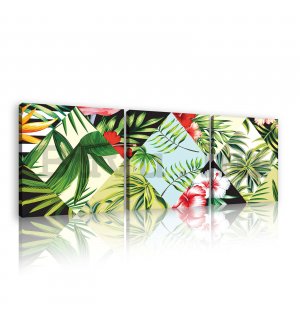 Vászonkép: Festett trópusi növényvilág (1) - készlet 3db 25x25cm