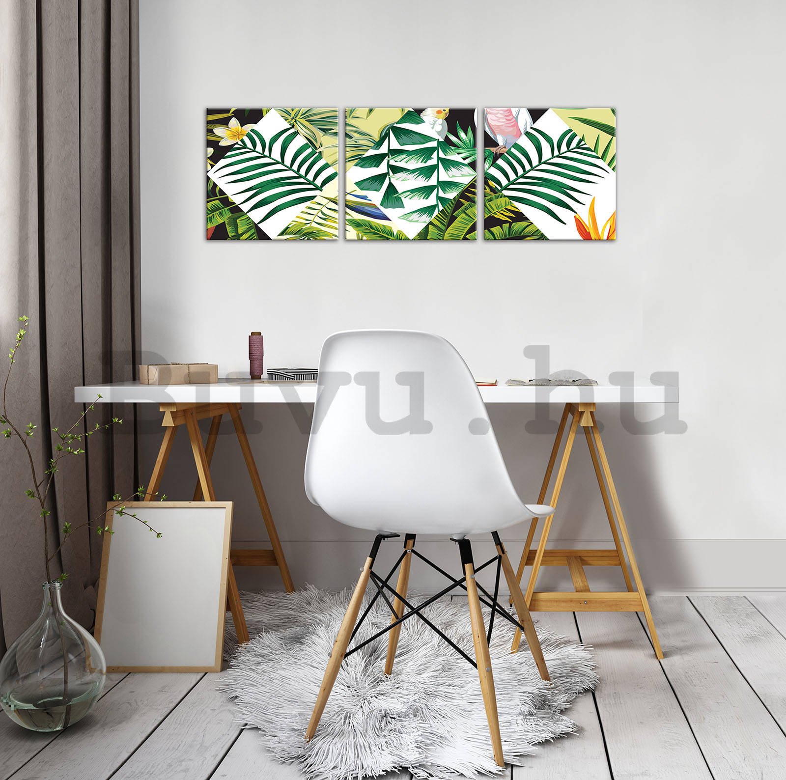 Vászonkép: Festett trópusi növényvilág (2) - készlet 3db 25x25cm