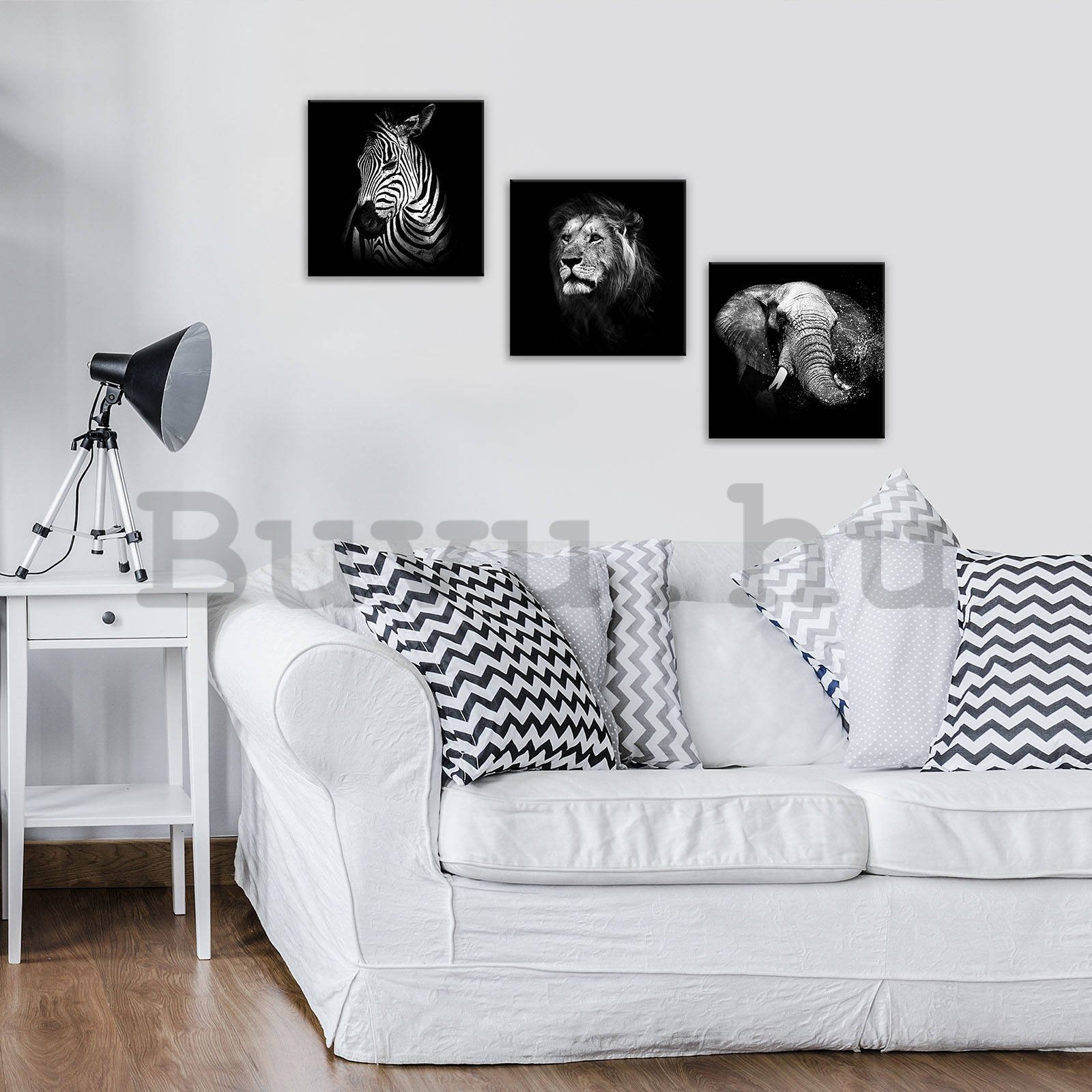 Vászonkép: Fekete-fehér állatok (1) - készlet 3db 25x25cm